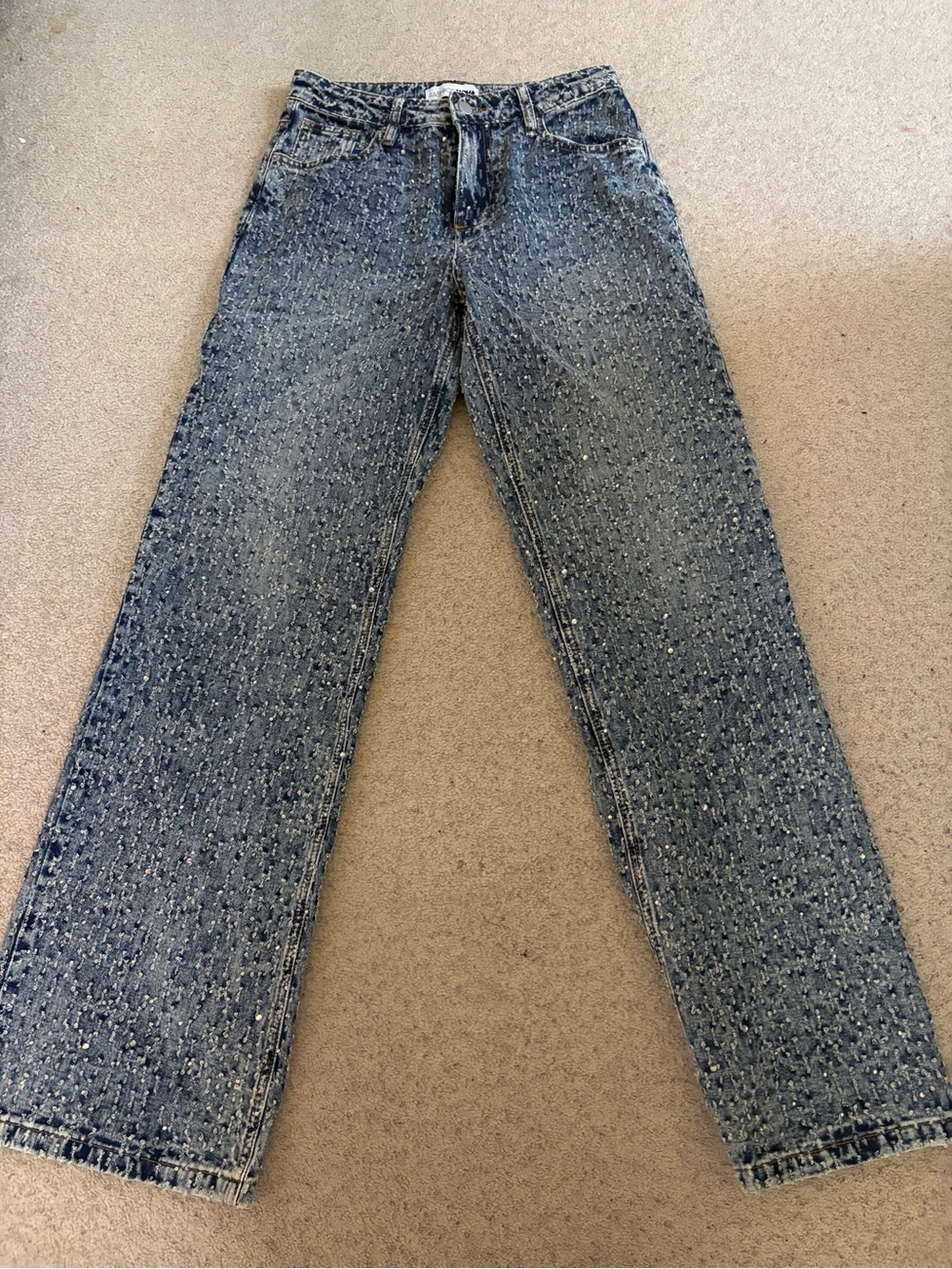 Women’s Straight-Leg Jeans in Speckled Blue Wash